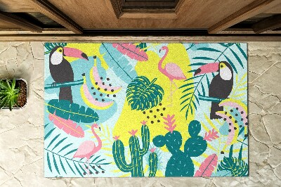 Paillasson extérieur Oiseaux et plantes abstraits