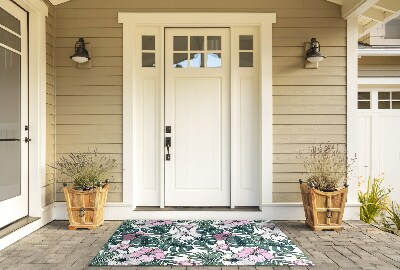 Paillasson extérieur Monstera et fleurs