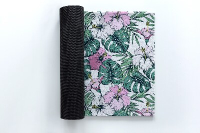 Paillasson extérieur Monstera et fleurs