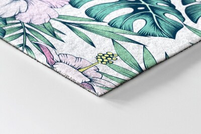 Paillasson extérieur Monstera et fleurs
