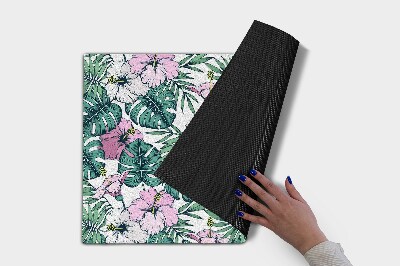 Paillasson extérieur Monstera et fleurs