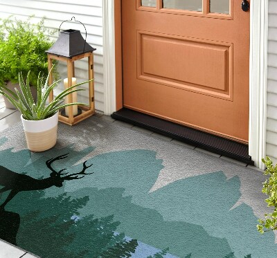 Paillasson extérieur Paysage forestier avec des cerfs