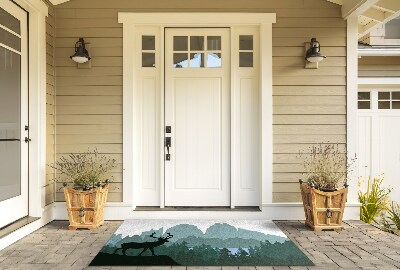 Paillasson extérieur Paysage forestier avec des cerfs