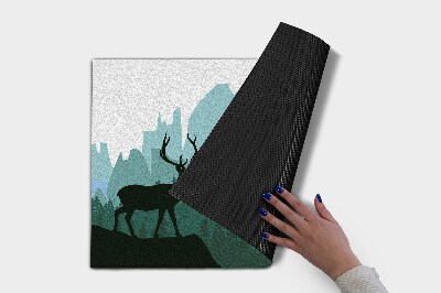 Paillasson extérieur Paysage forestier avec des cerfs