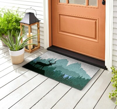 Paillasson extérieur Paysage forestier avec des cerfs