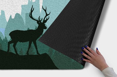 Paillasson extérieur Paysage forestier avec des cerfs