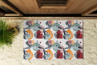Paillasson extérieur Motif d'oiseaux et de fleurs