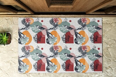 Paillasson extérieur Motif d'oiseaux et de fleurs