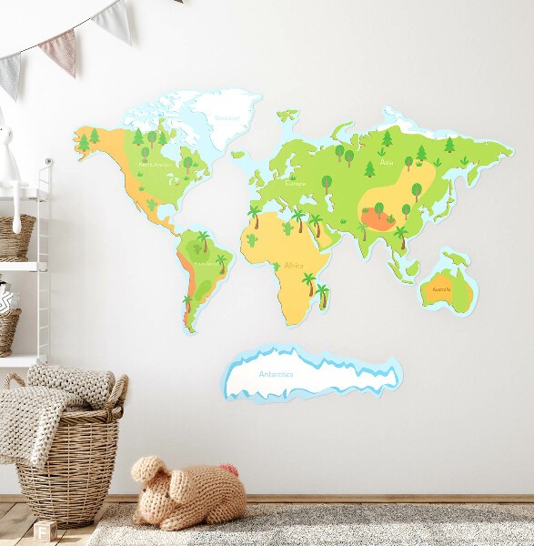 Stickers muraux cartes du monde et des continents 