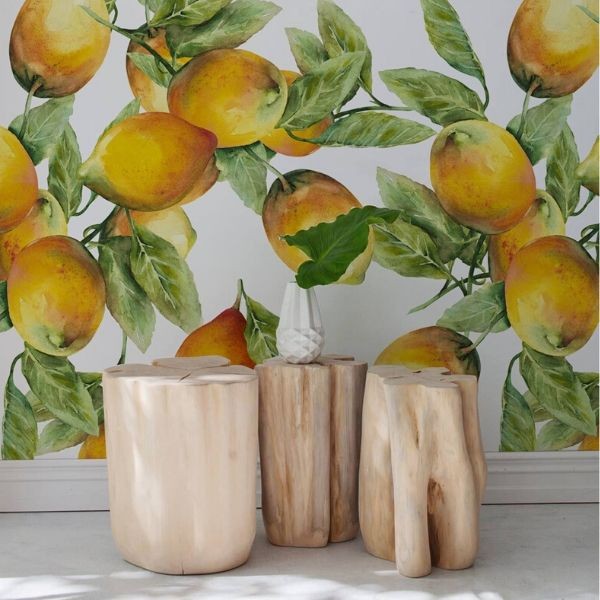 Papiers peints motif citrons 