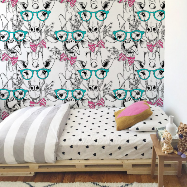 Papiers peints motif girafes 