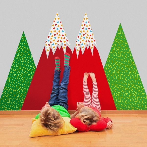 Stickers muraux avec motifs de montagnes 