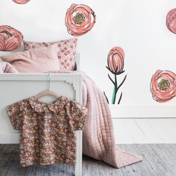 Stickers muraux pivoines 