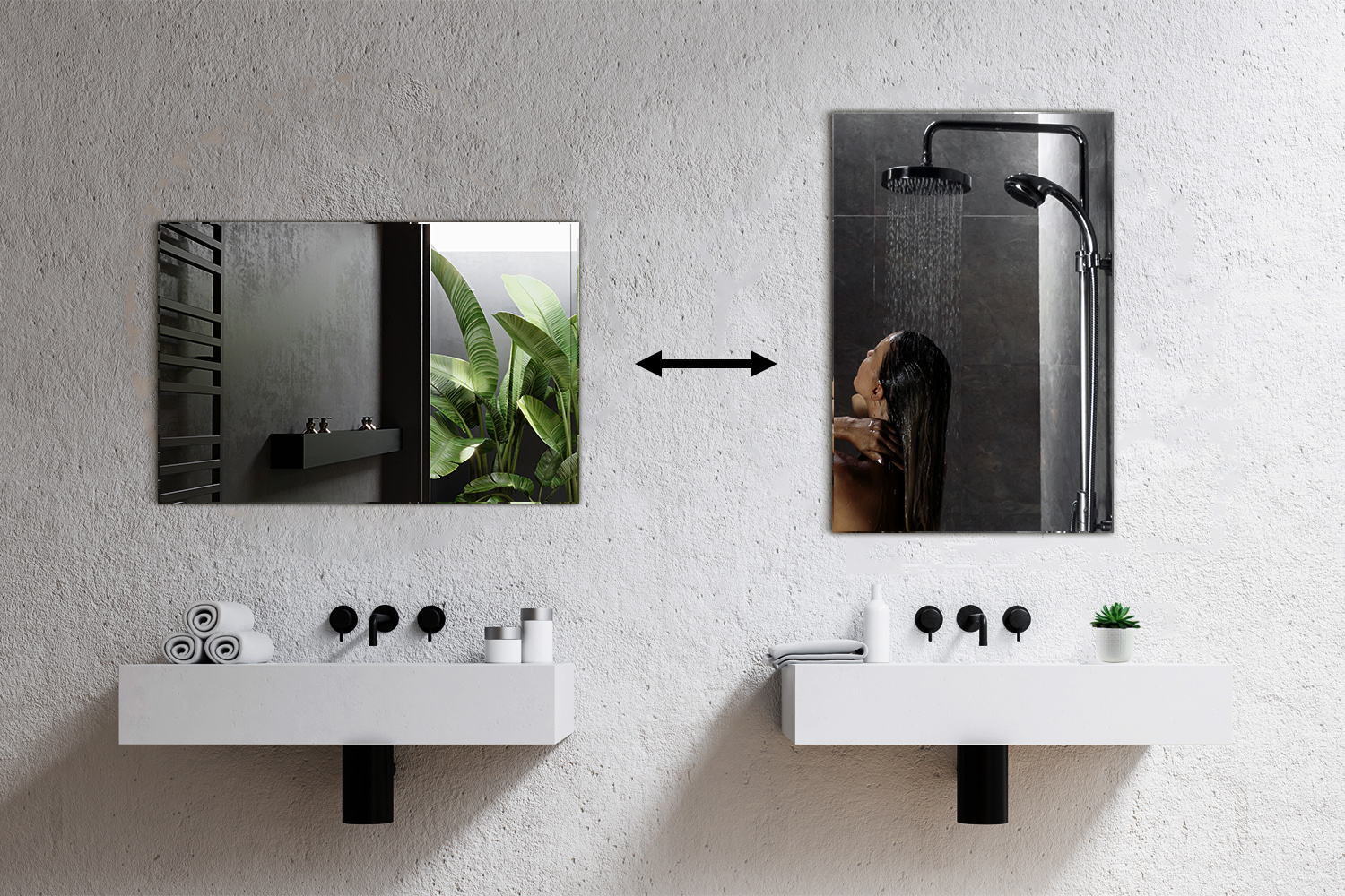 Miroir dans une salle de bain, vue de côté