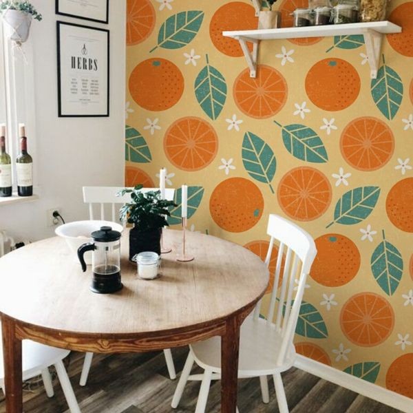Papiers peints motif oranges 