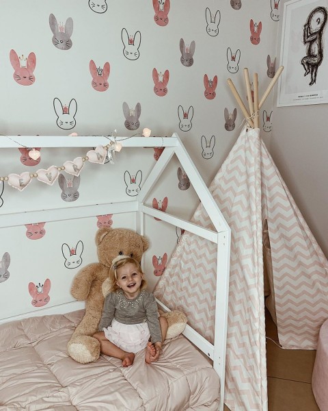 Papiers peints motif lapins 